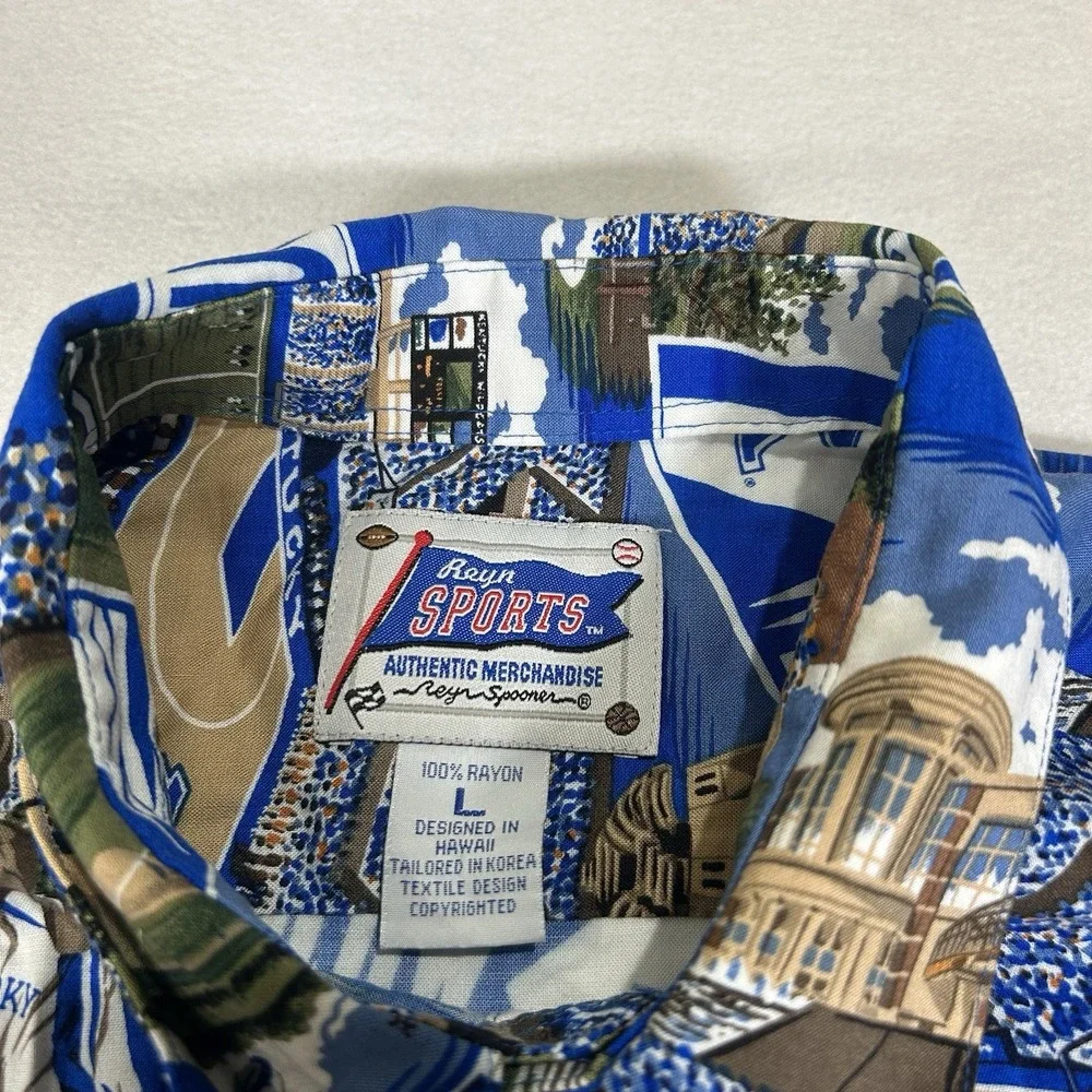 Reyn Spooner Sports Kentucky Wildcats Shirt Mens Large Blue Button‎ Up Hawaiian